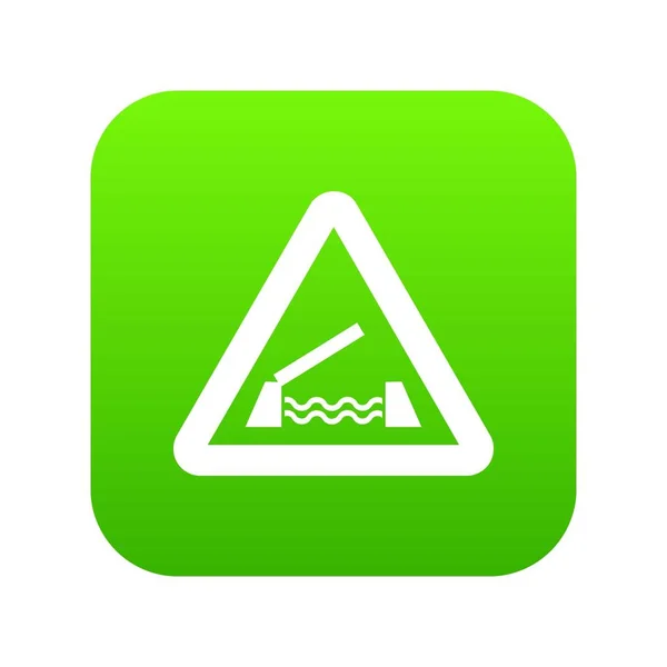 Знак предупреждения о подъеме моста цифровой зеленый — стоковый вектор