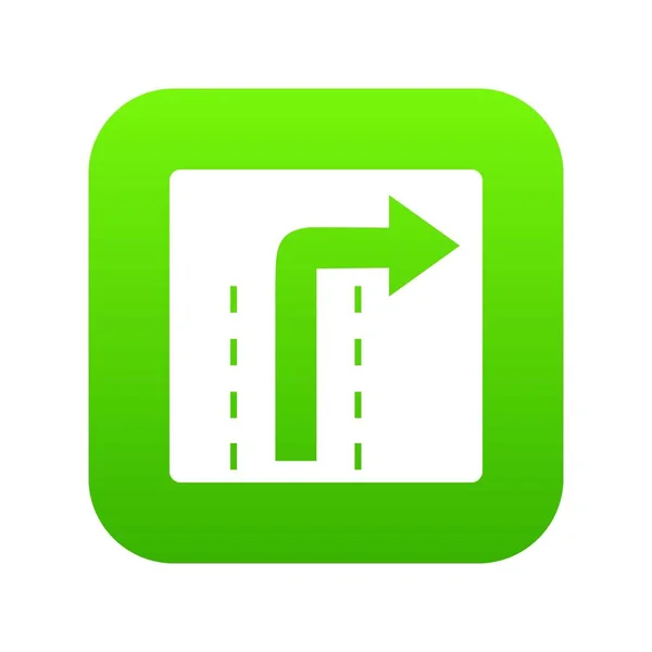 Tournez à droite panneau de signalisation icône numérique vert — Image vectorielle