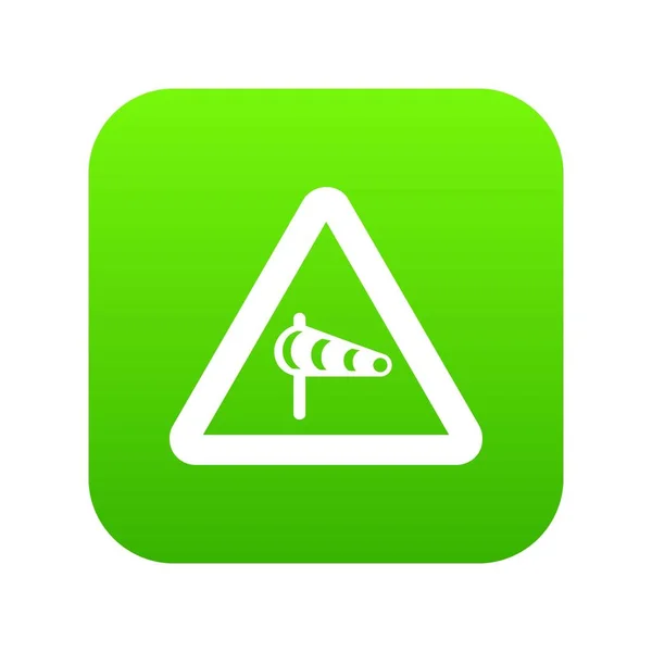 Znaménko upozornění o boční vítr od levou ikonu digitální zelené — Stockový vektor