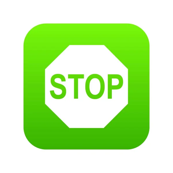 Stop segno icona digitale verde — Vettoriale Stock