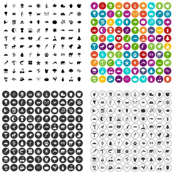 100 natuur iconen instellen vector variant — Stockvector