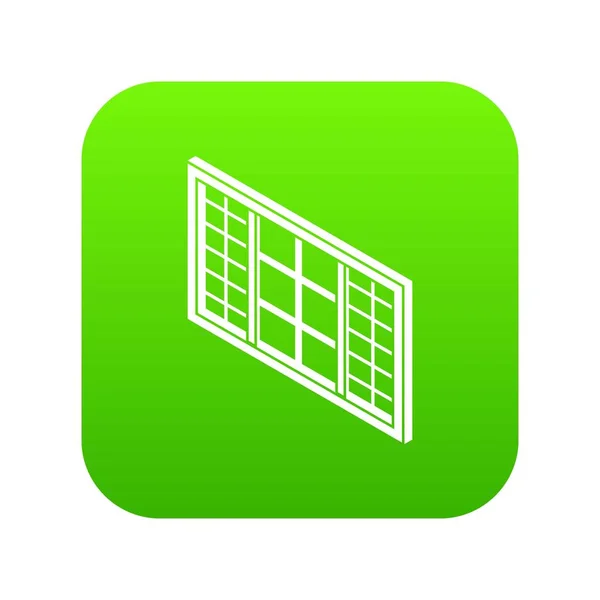 Houten venster frame pictogram groen vector — Stockvector
