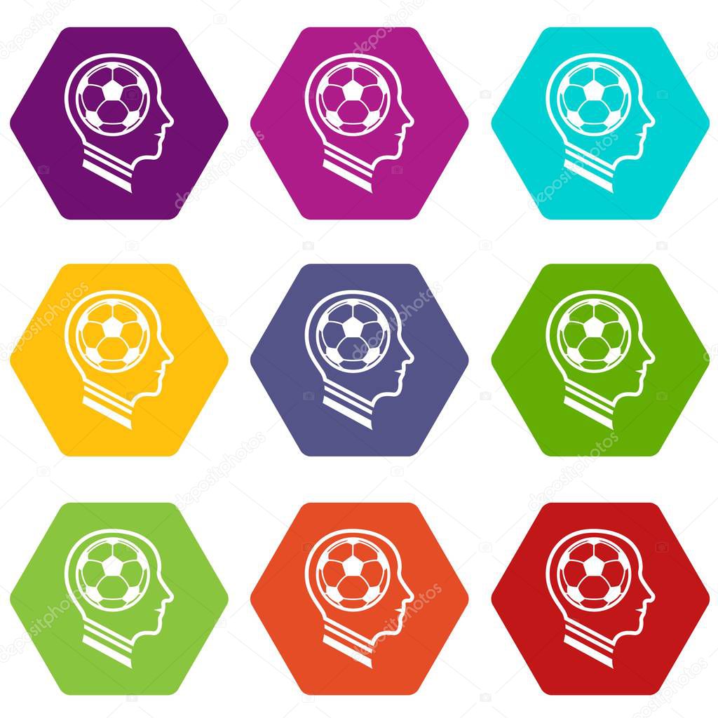 Football player icons set 9 vector