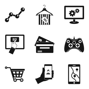 Mobil bilgi Icons set, basit tarzı