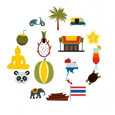 Tayland Icons set, düz ctyle