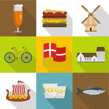 Scandinavia simgeler ayarla, stil düz
