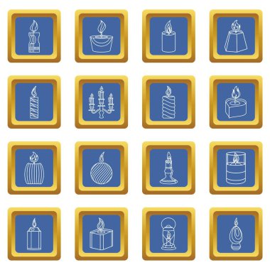 Mum formları simgeler kümesi mavi kare vektör