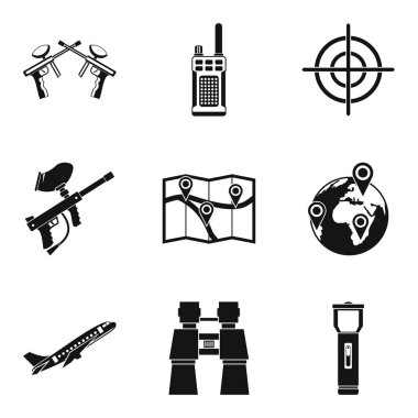 Coğrafi konum Icons set, basit tarzı