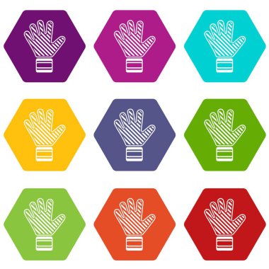 9 vektör kaleci eldiveni Icons set