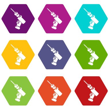 9 vektör tıbbi matkap Icons set