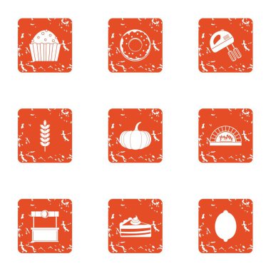 Hazırlamak puding Icons set, grunge tarzı