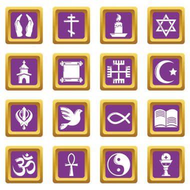 Mor kare vektör din Icons set