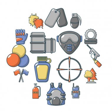 Paintball Icons set, karikatür tarzı