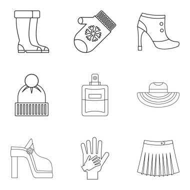 Kadın Icons set, anahat stili