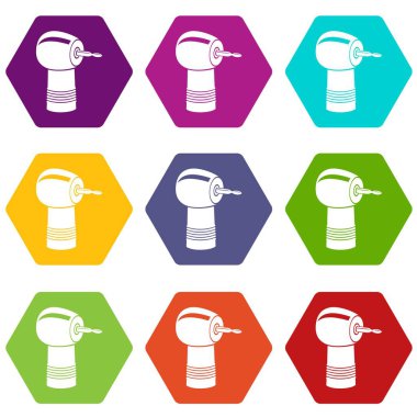 9 vektör diş matkap Icons set