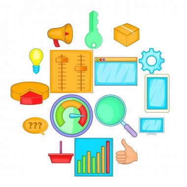 Icons set pazarlama, karikatür tarzı