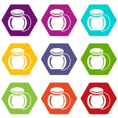 9 vektör diş ipi Icons set