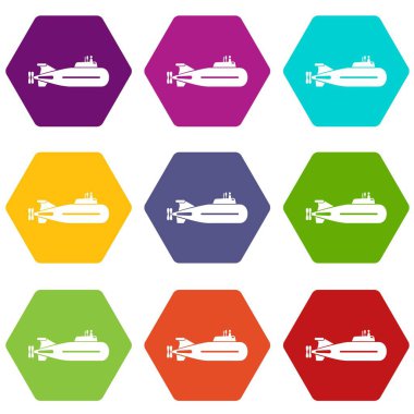 9 vektör hızlı denizaltı Icons set