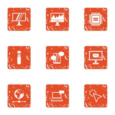 Alttan yukarıya ittirmek Icons set, grunge tarzı