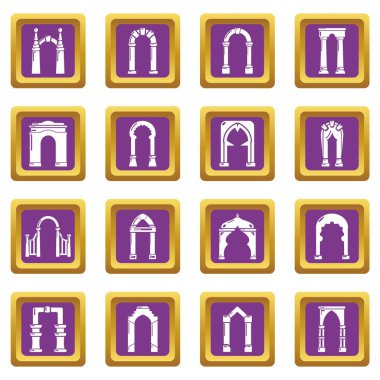 Kemer türleri simgeler kümesi mor kare vektör