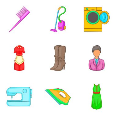 Çift cinsiyetli Icons set, karikatür tarzı