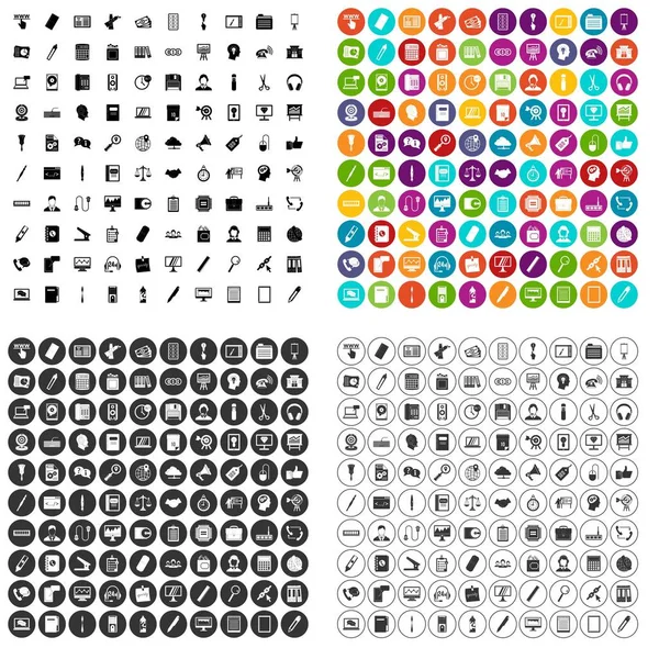 100 iconos de trabajo de oficina conjunto variante vectorial — Vector de stock