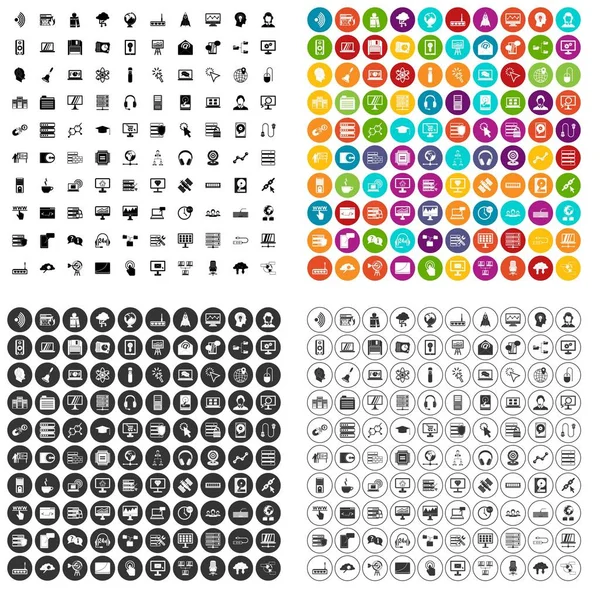 100 iconos de seminario en línea set vector variante — Vector de stock