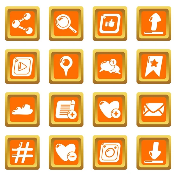 Social network icons set orange square vector — Stock Vector