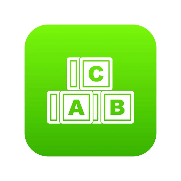 Abc 立方体图标数字绿色 — 图库矢量图片