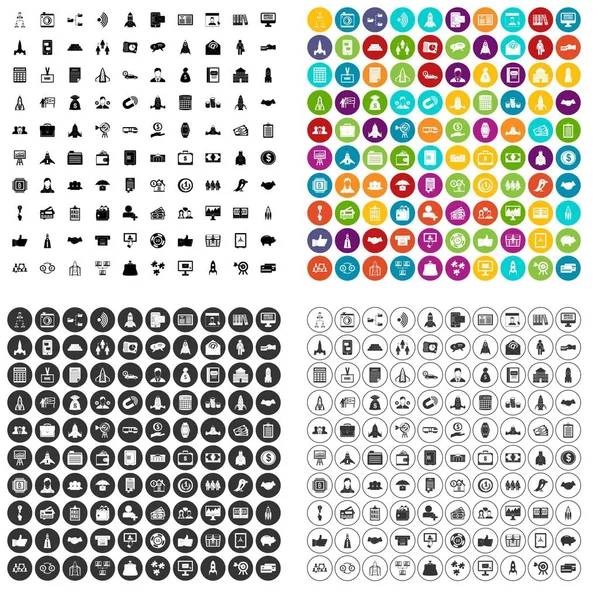 100 iconos de inicio de asociación conjunto variante de vectores — Vector de stock