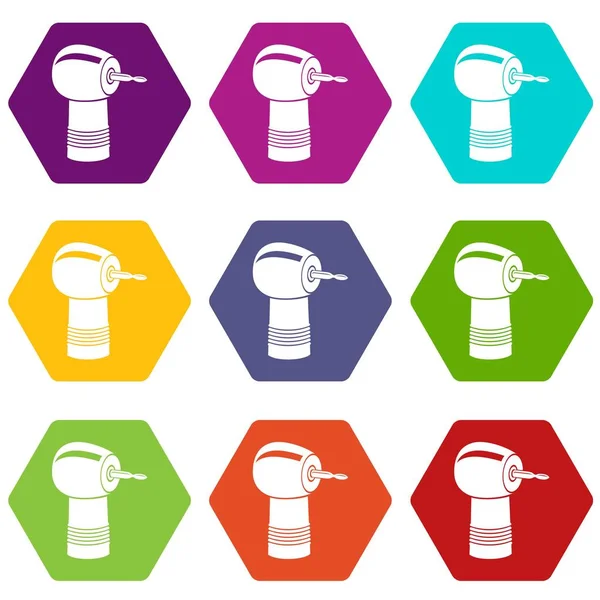 9 vektör diş matkap Icons set