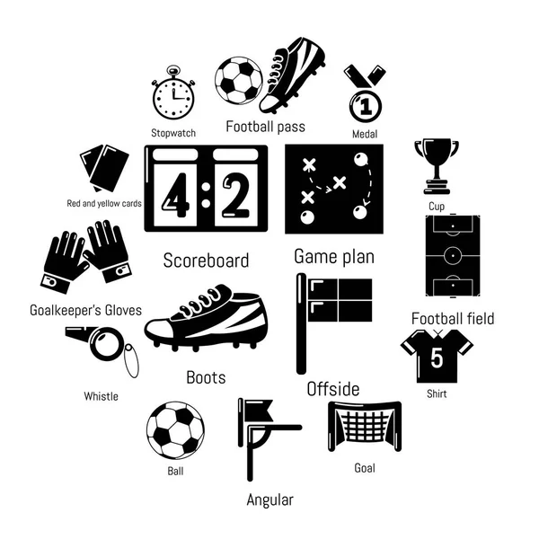 Soccer football icons set, simple style — Stock Vector