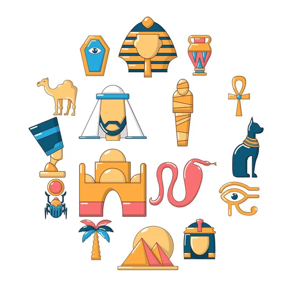 Egypte pictogrammen reisset, cartoon stijl — Stockvector