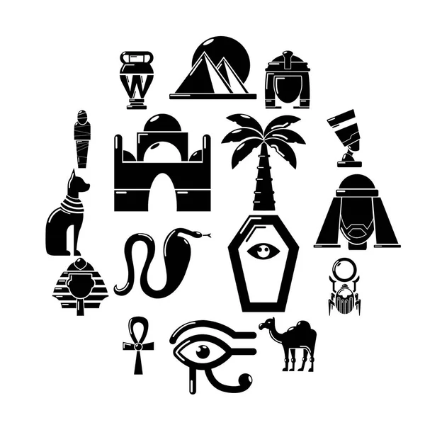 Egitto set di icone di viaggio, stile semplice — Vettoriale Stock