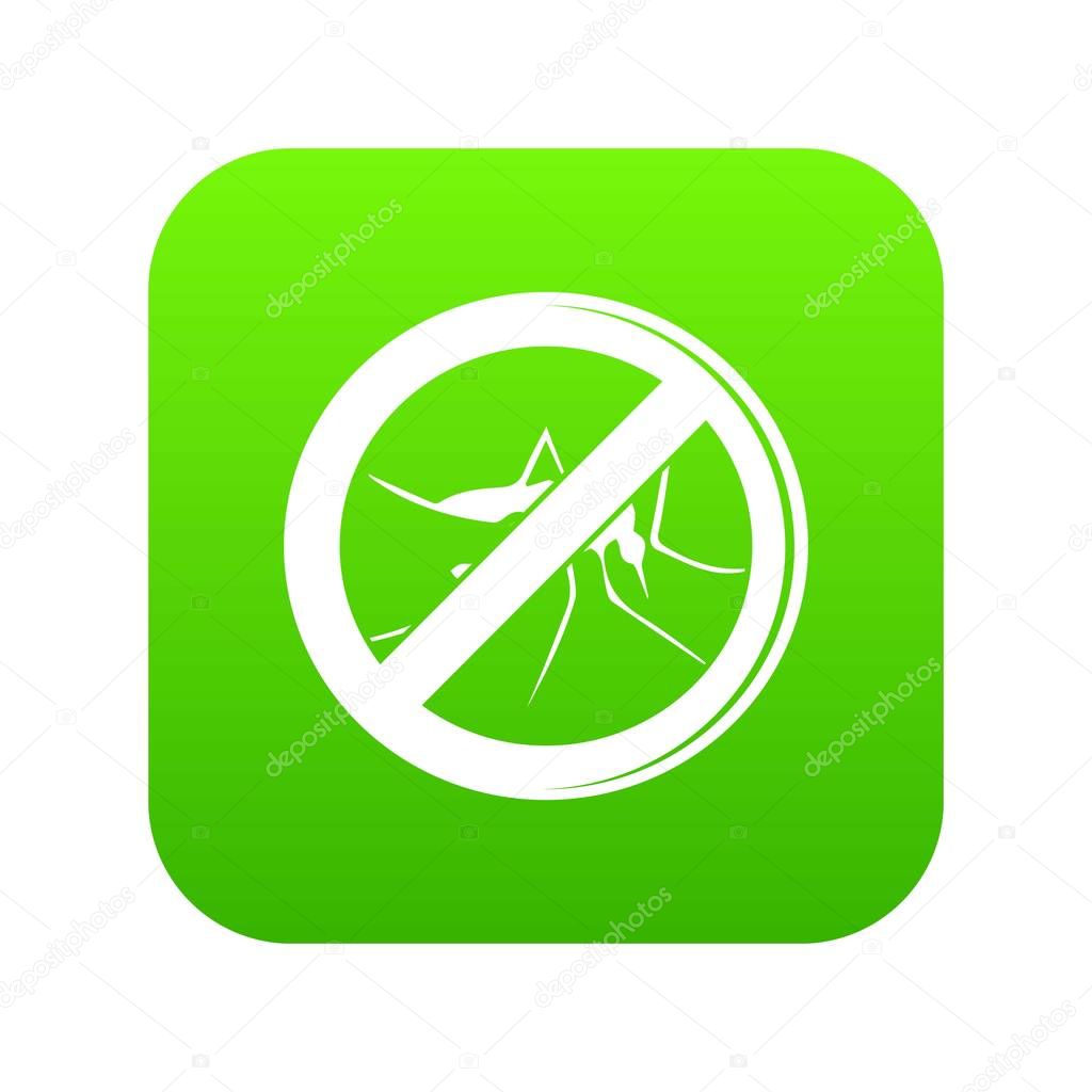 No mosquito icon green vector