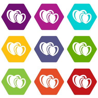9 vektör kalp love Icons set
