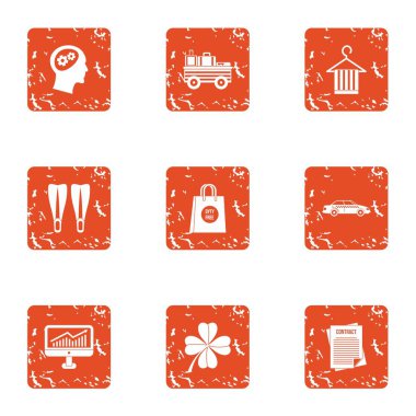 Sözleşme Icons set, grunge tarzı