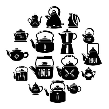 Çaydanlık Icons set, basit tarzı