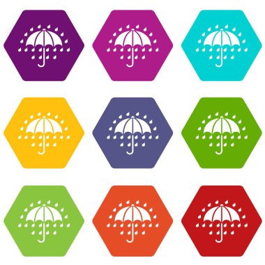 9 vektör şemsiye Icons set