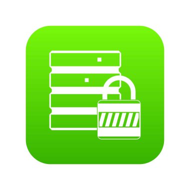 Asma kilit simgesi dijital yeşil veritabanıyla