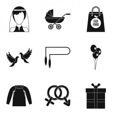 Mutluluk Icons set, basit tarzı
