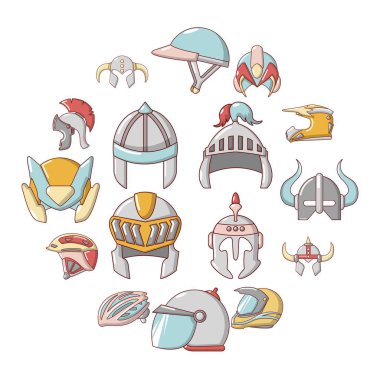 Kask Icons set, karikatür tarzı