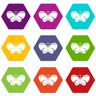 9 vektör kelebek Icons set