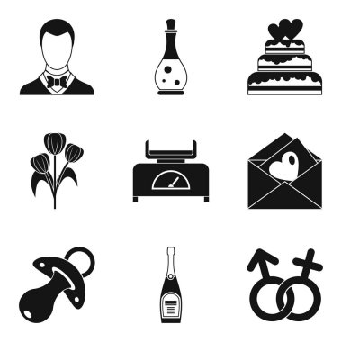 Mutlu refah Icons set, basit tarzı