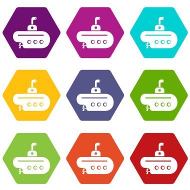 Bathyscaphe Periskop simgeleri ile 9 vektör ayarla