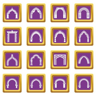 Kemer türleri simgeler kümesi mor kare vektör