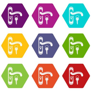 9 vektör kapı kolu ve anahtar Icons set