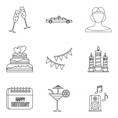 Kadınlar Icons set, anahat stili paylaşmak