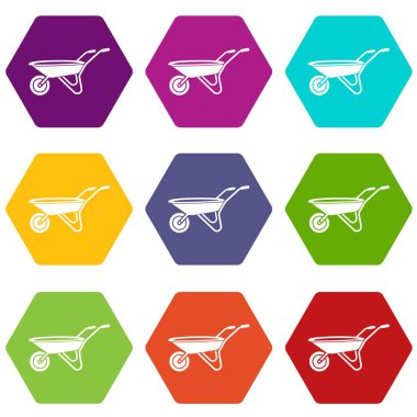 9 vektör el arabası Icons set