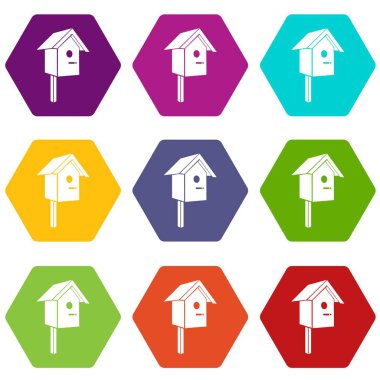 9 vektör kuş yuvası Icons set